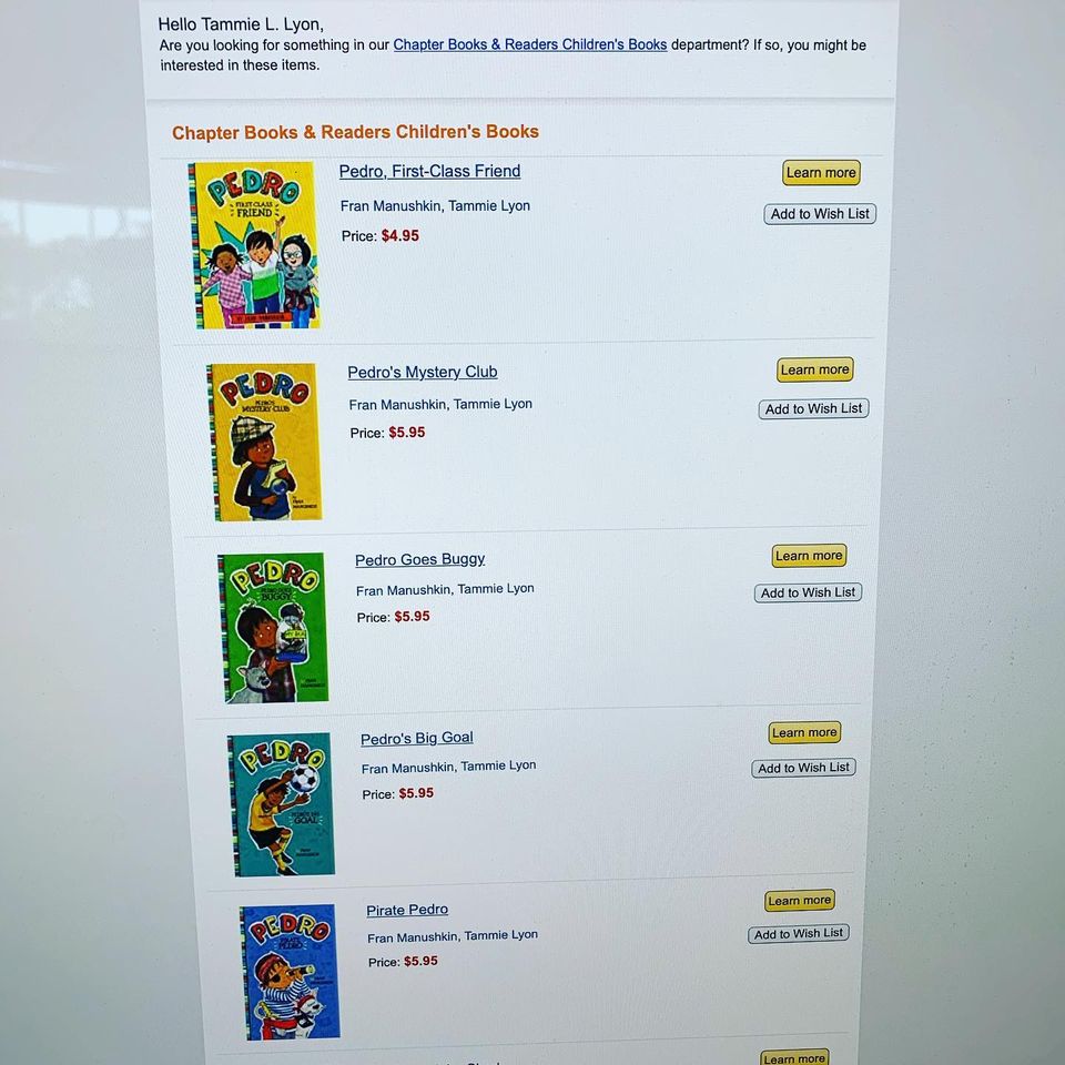 Amazon book suggestions of Tammie's Children's Books Featuring Pedro