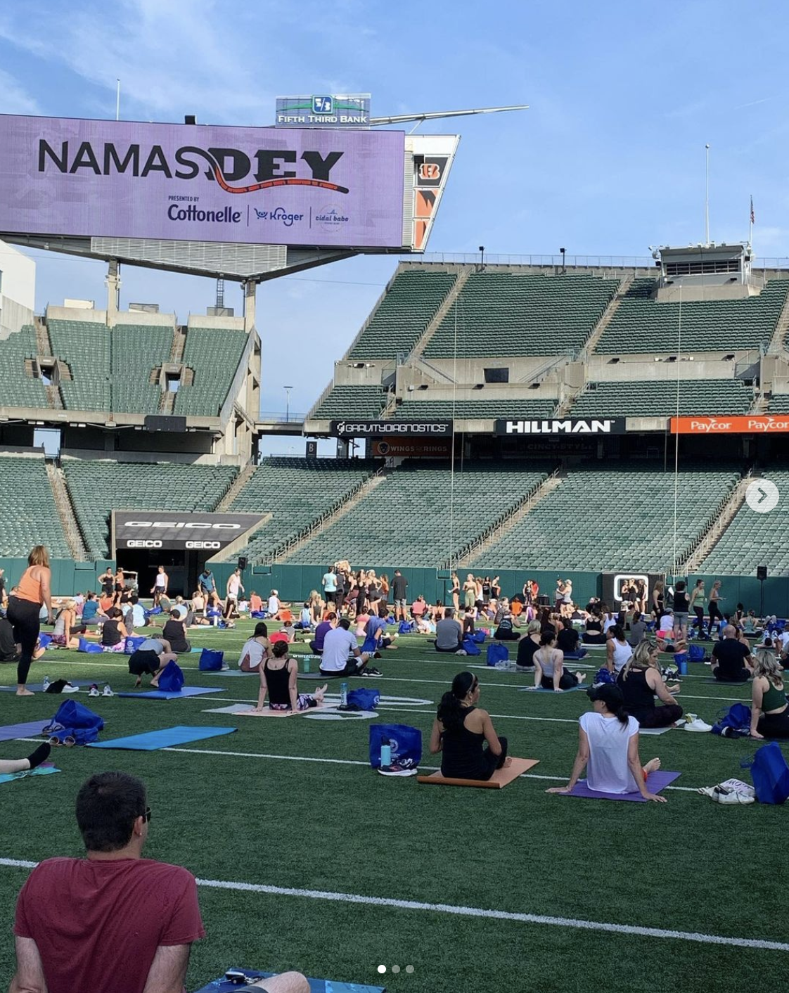 Yoga at the stadium