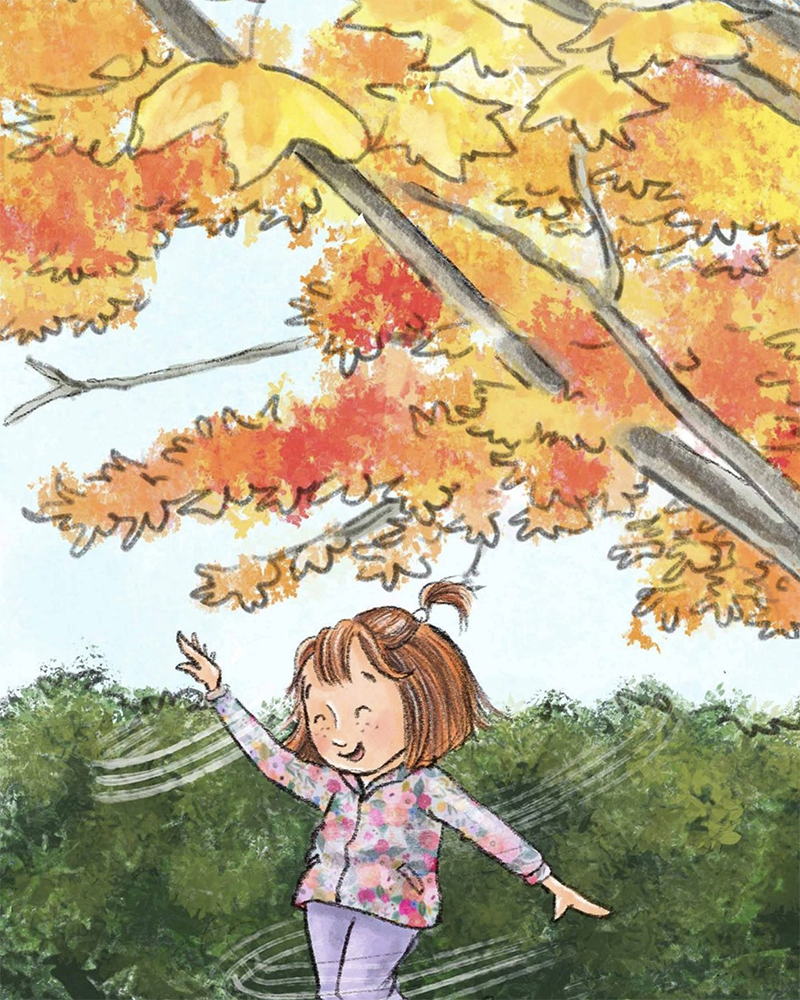 Girl and tree in the fall