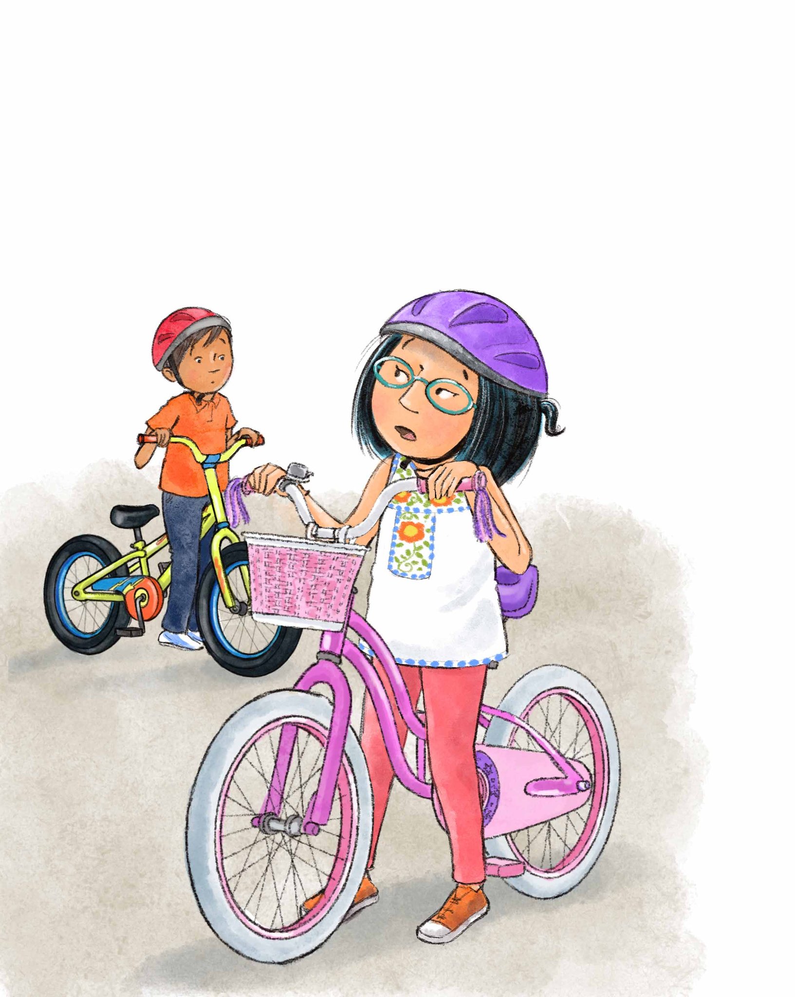 Katie Woo and Pedro on bikes