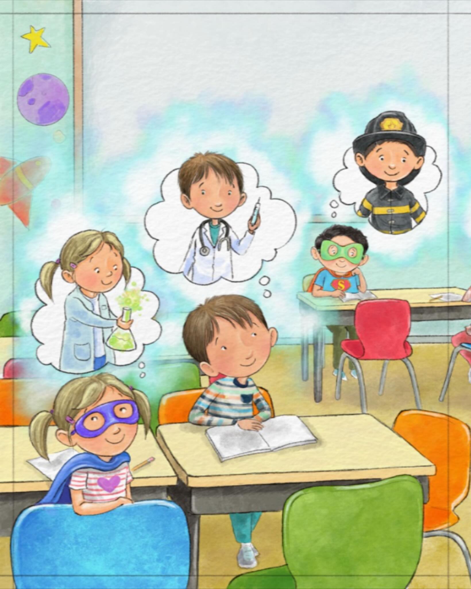 Children sitting in a classroom